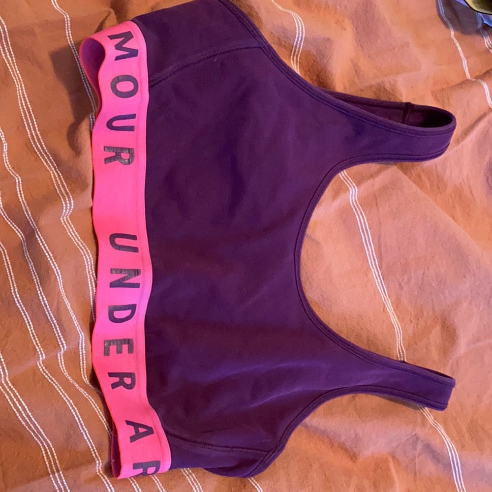 Pink and Purple Under Armour Sports Bra